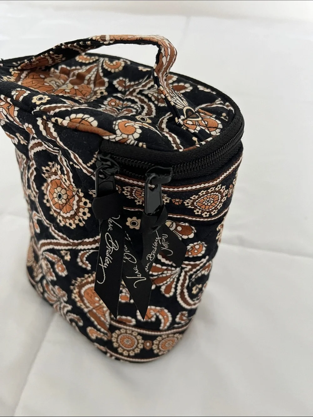 Vera Bradley Black and Brown Floral Quilted Cosmetic Case,  Cool Keep lunchbox